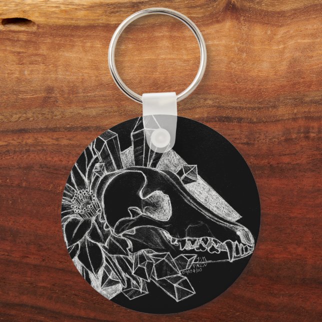 Crystal Coyote Inverted  Key Ring (Front)