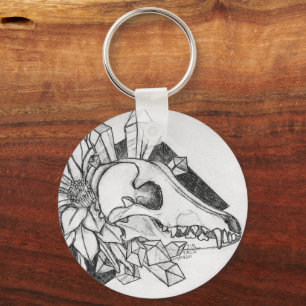 Crystal Coyote Key Ring