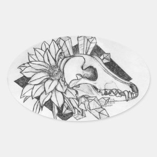 Crystal Coyote Oval Sticker