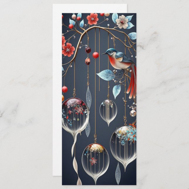Crystal Decorations and Birds Holiday Card (Front/Back)