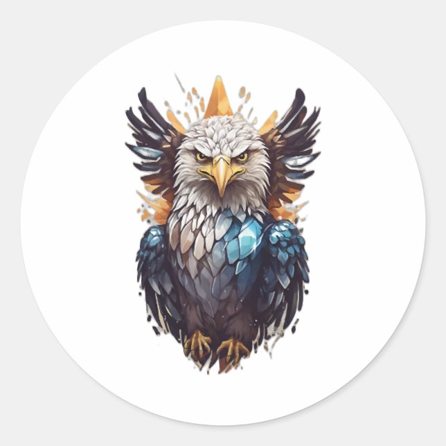Crystal Eagle Classic Round Sticker (Front)