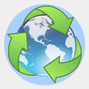 Crystal earth globe recycle icon classic round sticker