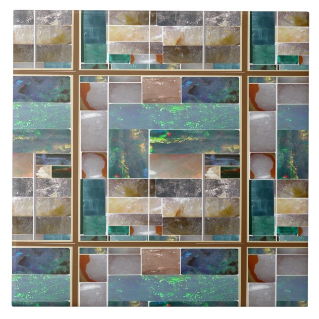 Crystal Embossed Squares pattern Artistic Graphic Tile (Front)