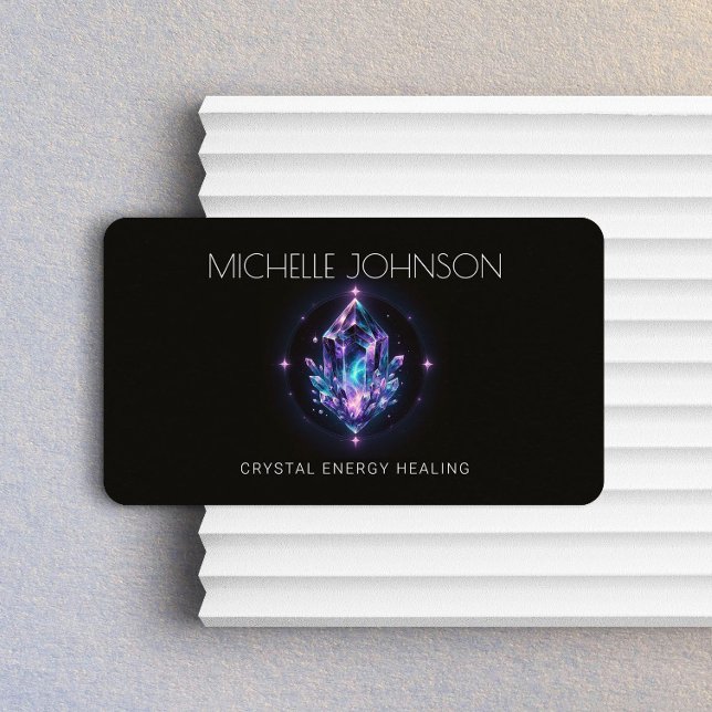 Crystal Energy Healer Amethyst Purple/Blue Logo Business Card (Creator Uploaded)