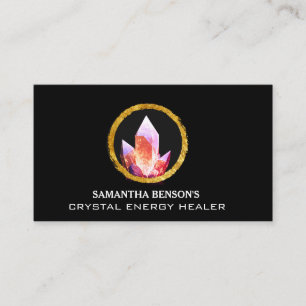 Crystal Energy Healer Amethyst Purple/Pink Logo Business Card