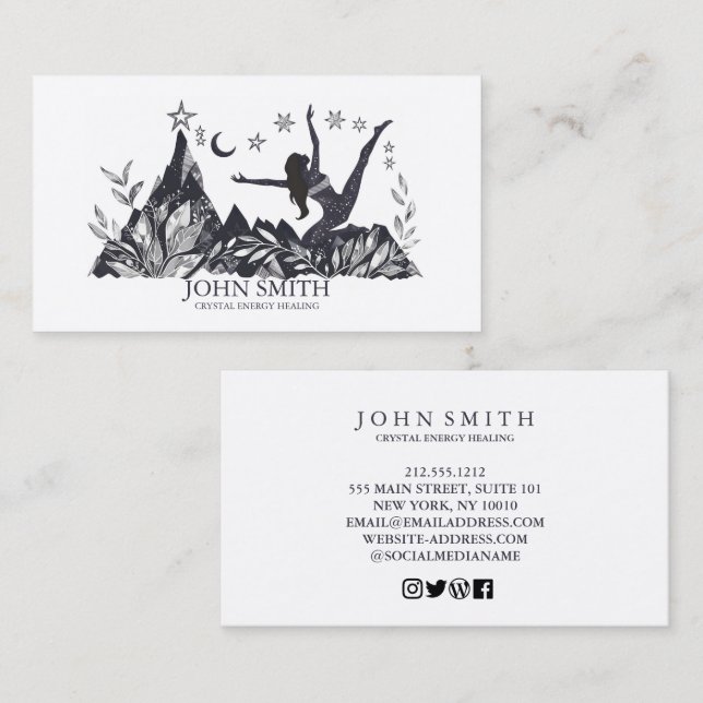 Crystal Energy Healer Chakra Spiritual Meditation Business Card (Front/Back)
