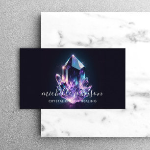 Crystal Energy Healer Iridescent Amethyst Purple Business Card