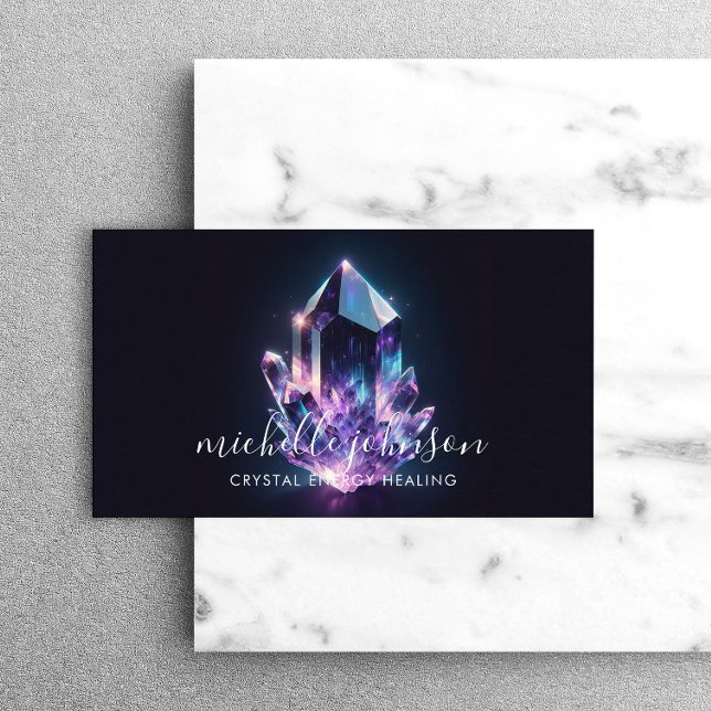 Crystal Energy Healer Iridescent Amethyst Purple Business Card (Creator Uploaded)