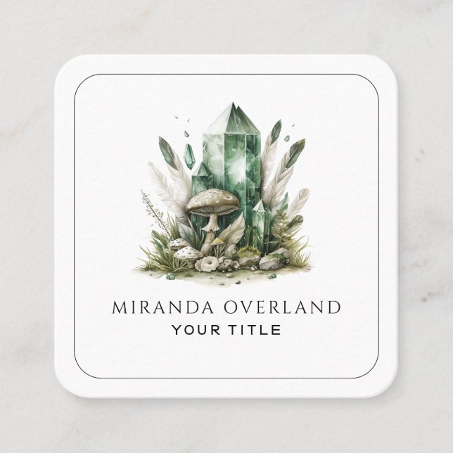 Crystal Energy Healer Spiritual Square Business Card (Front)