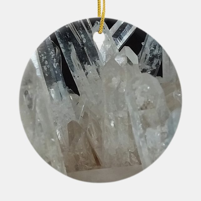 Crystal Energy Quartz Cluster Ceramic Ornament (Front)
