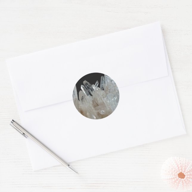 Crystal Energy Quartz Cluster Classic Round Sticker (Envelope)