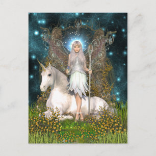 Crystal Fairy and Unicorn Postcard