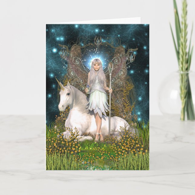 Crystal Fairy & Unicorn Card (Front)