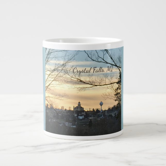 Crystal Falls, MI Skyline Jumbo Mug (Front)