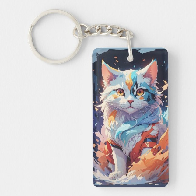 Crystal Fantasy Cat Artwork Key Ring (Front)