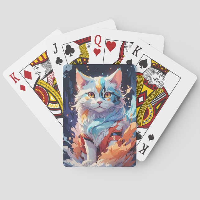 Crystal Fantasy Cat Artwork Playing Cards (Back)