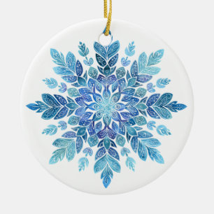 Crystal Fern Snowflake Ornament   Blue Leaf Christ