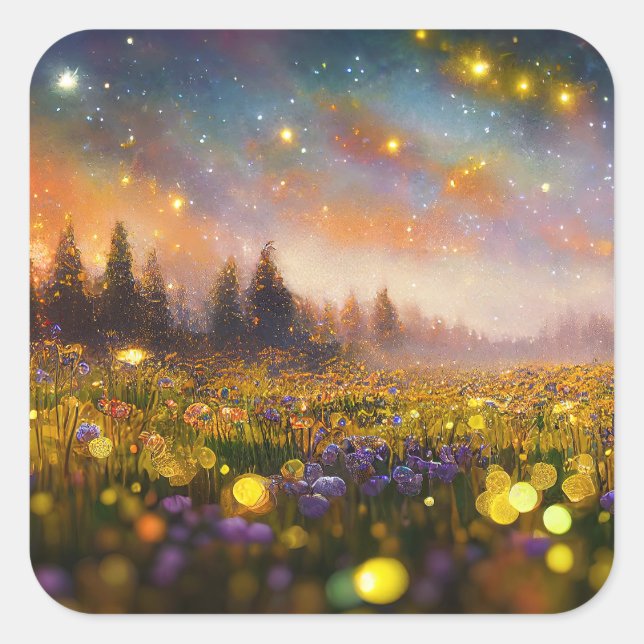 Crystal Fields and Starry Skies Square Sticker (Front)