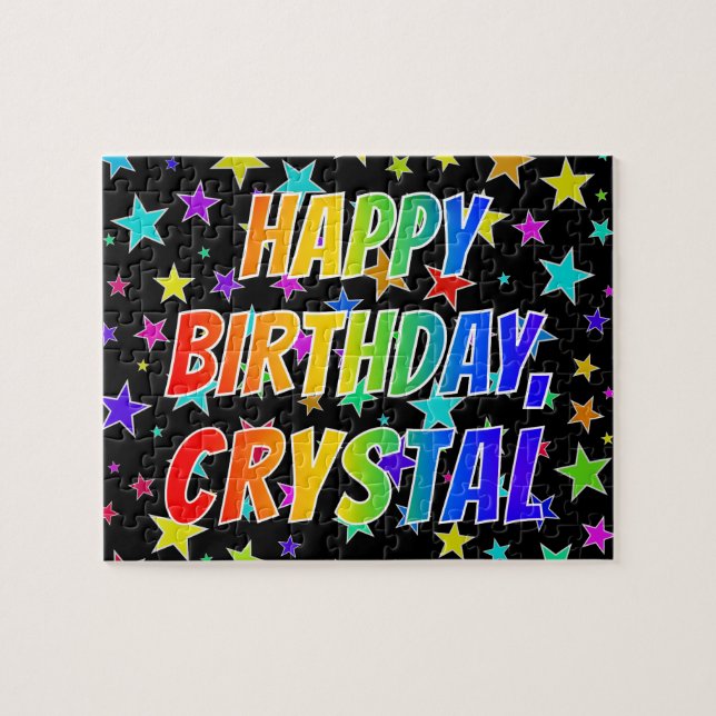 "CRYSTAL" First Name, Fun "HAPPY BIRTHDAY" Jigsaw Puzzle (Horizontal)