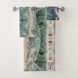Crystal Fluorite Pattern Vivid Abstract Gemstone Bath Towel Set