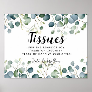 Crystal foliage ceremony tissues wedding sign
