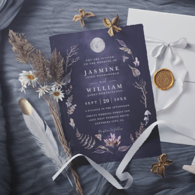 Crystal Forest Rustic Moon Night Elegant Wedding Invitation (Creator Uploaded)
