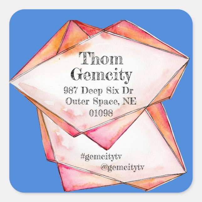 Crystal Gem Frame for Company Personal Info Square Sticker (Front)