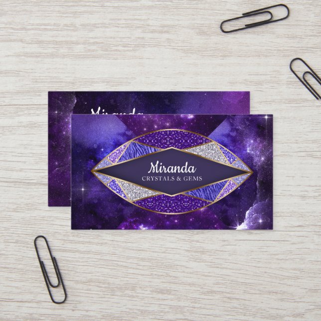 Crystal Gem Stone Star Galaxy Business Card (Front/Back In Situ)