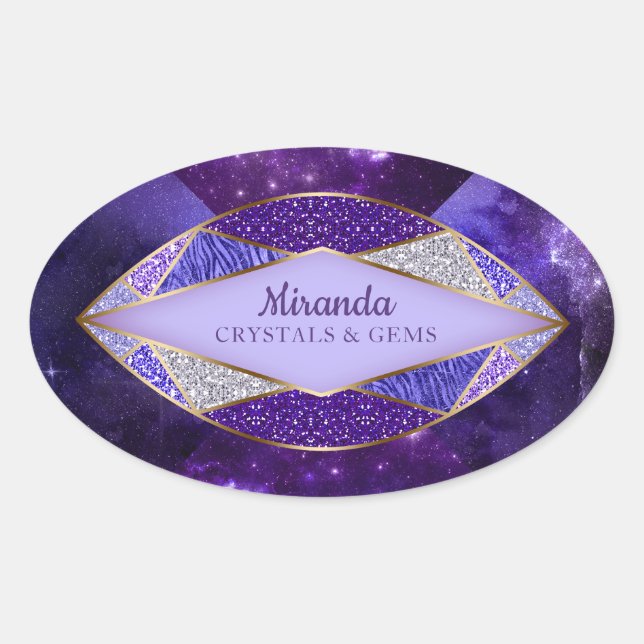 Crystal Gem Stone Star Galaxy Oval Sticker 2 (Front)