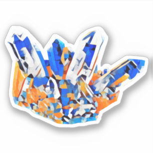 Crystal Gems Rocks Blue Orange Abstract Art