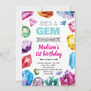 Crystal Gemstone Birthday Invitation