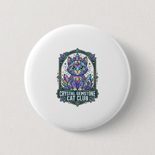 Crystal Gemstone Cat Cat Mum Gift Idea - Crystal G 6 Cm Round Badge