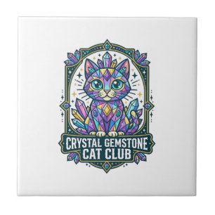 Crystal Gemstone Cat Cat Mum Gift Idea - Crystal G Ceramic Tile