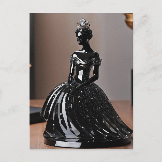Crystal glass princess with black dress postcard (Front)