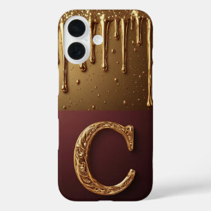 💎 Crystal Glitter C Monogram Dripping Luxe iPhone 16 Case