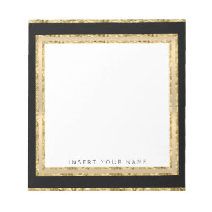 Crystal Gold Black Personalised Notepad 5.5" x 6"