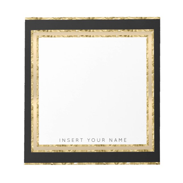 Crystal Gold Black Personalised Notepad 5.5" x 6" (Front)