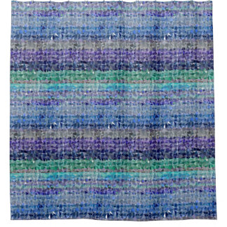 Crystal graphic in blue, teal, aqua, and green shower curtain