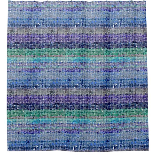 Crystal graphic in blue, teal, aqua, and green shower curtain (Front)
