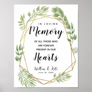 crystal Greenery botanical In loving memory sign