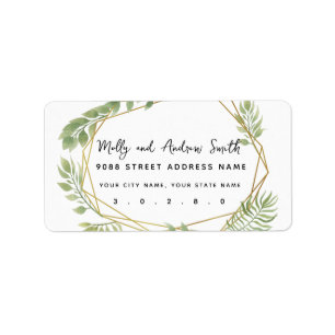 crystal greenery leaf address label party/wedding