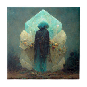 Crystal Guardian Alien Sci-Fi Fantasy Ceramic Tile