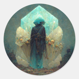 Crystal Guardian Alien Sci-Fi Fantasy Classic Round Sticker
