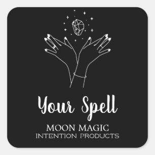Crystal Hands Spell Black Jar Stickers