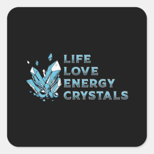 Crystal Healing Life Love Energy Crystals Gemstone Square Sticker