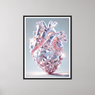 Crystal Heart Anatomy – Realistic Human Heart Art Canvas Print