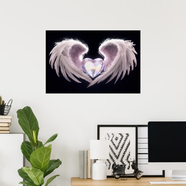 *~*~ Crystal Heart Angel Wings  AP78 Opal Poster (Home Office)