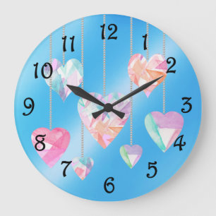 Crystal Hearts Large Clock