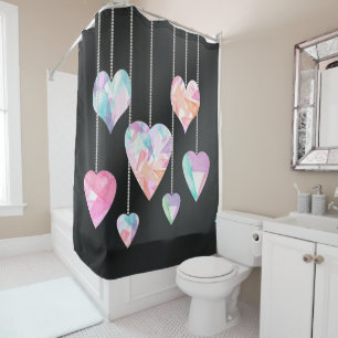 Crystal Hearts   Shower Curtain