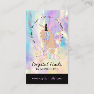 Crystal Holographic Nail Technician Artist Salon B Business Card